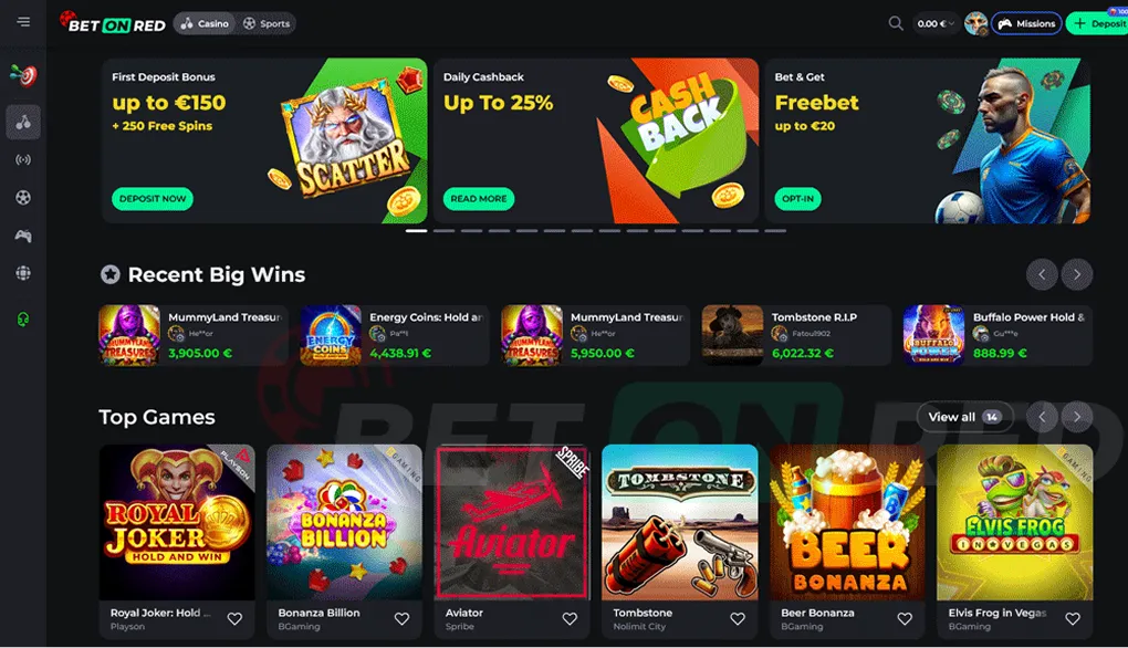 Bet On Red main page
