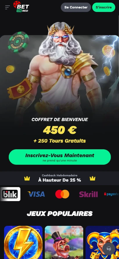 application mobile du casino « Bet on Red »